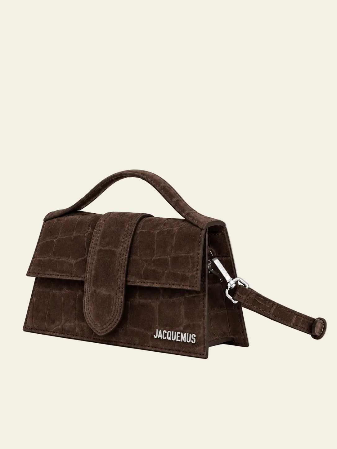 Jacquemus Le Grand Bambino Croco Marrone Scuro Scamosciata