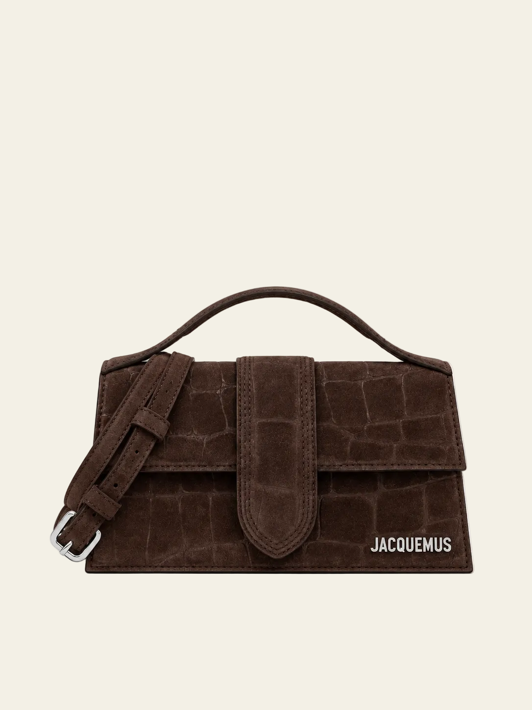 Jacquemus Le Grand Bambino Croco Marrone Scuro Scamosciata
