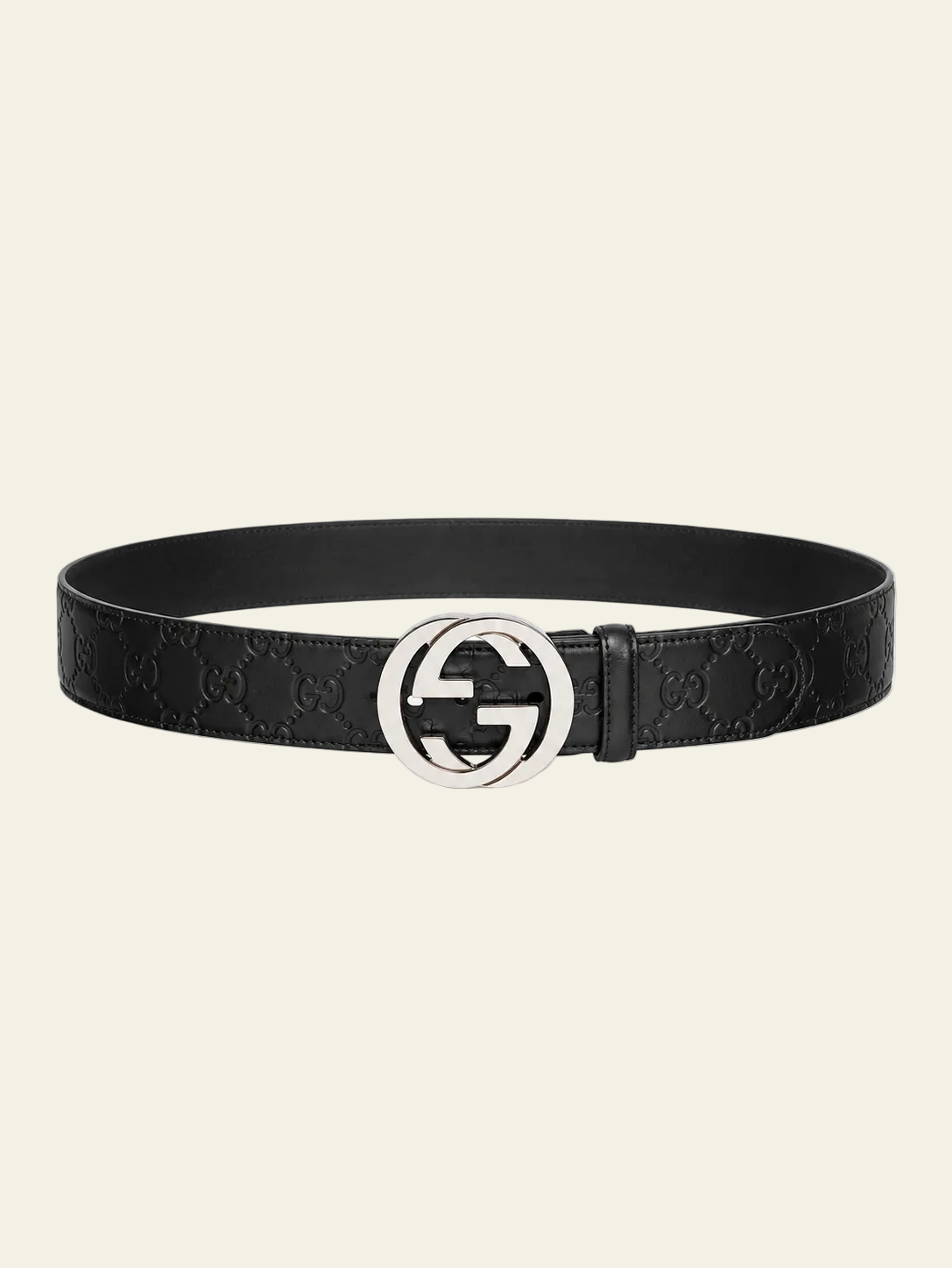 Gucci Cintura con Fibbia Interlocking G Nero
