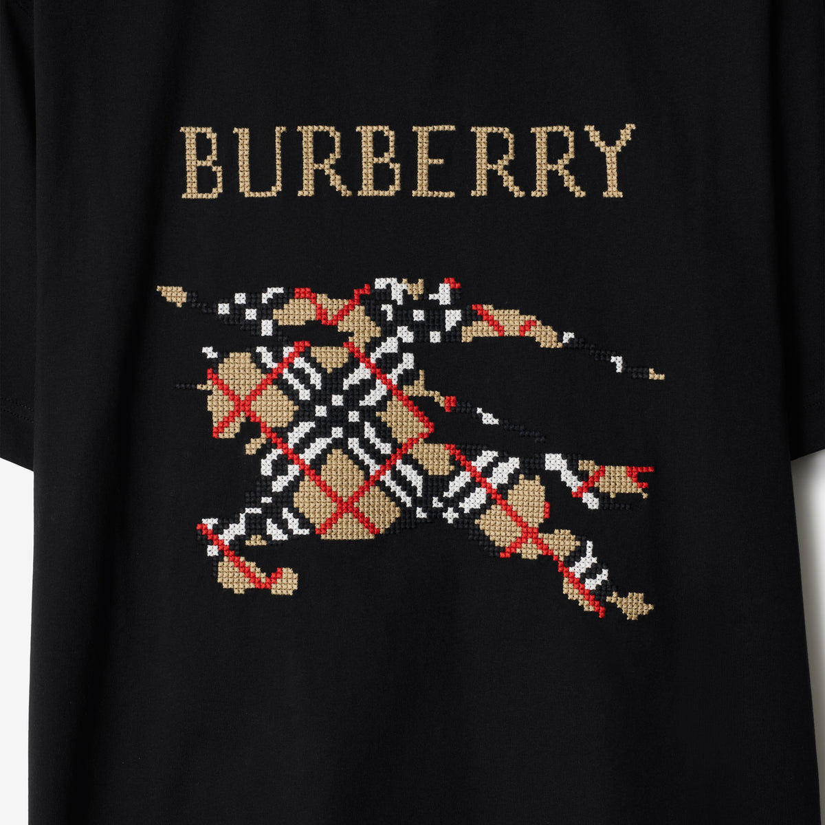 Burberry T-shirt Equestrian Knight Check Nero