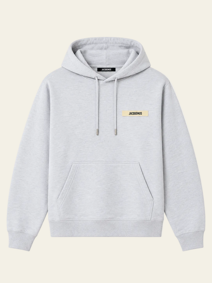 Jacquemus Felpa con Cappuccio Gros Grain Grigia
