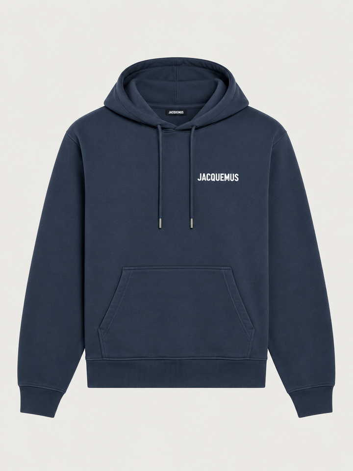 Jacquemus Felpa con Cappuccio Logo Dark Navy