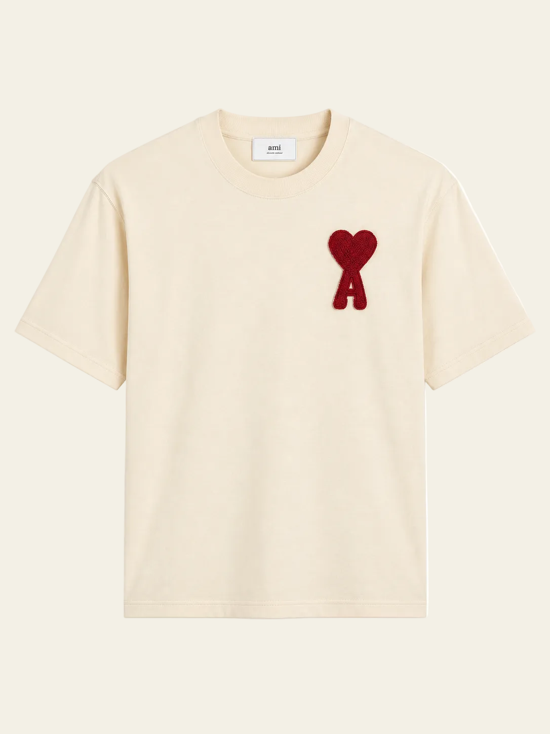 Ami Paris T-shirt logo "Ami de coeur" Beige