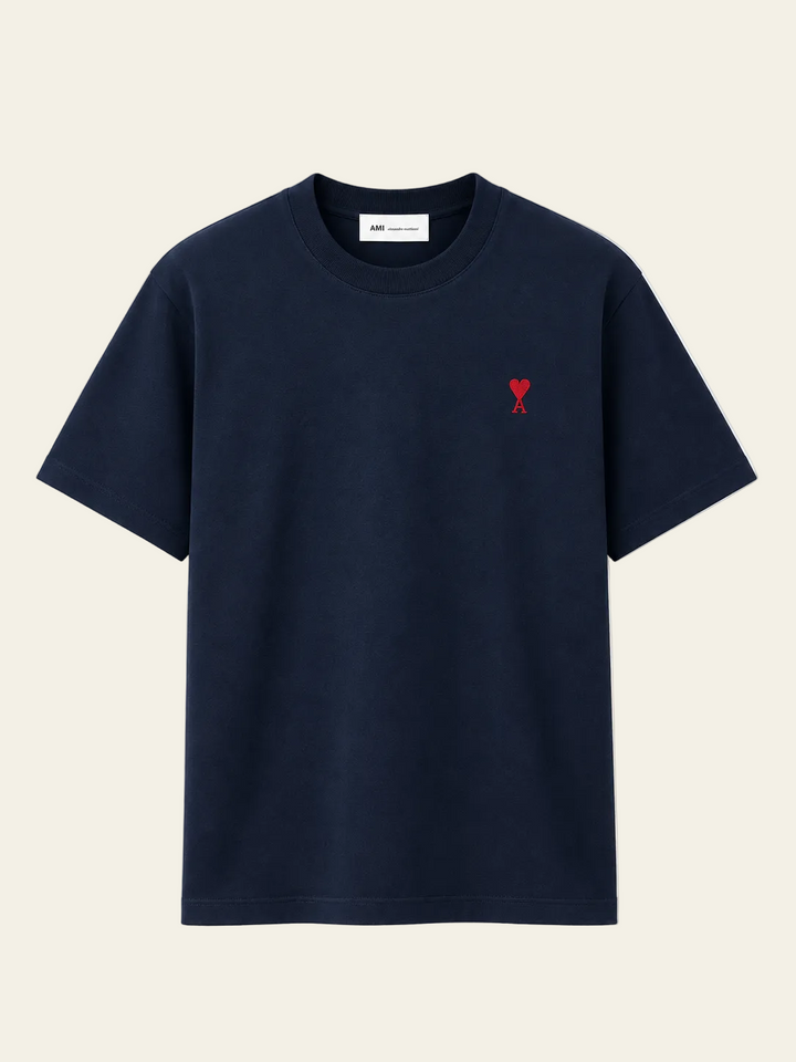 Ami Paris T-shirt Ami de Cœur in cotone biologico blu notte Blu notte