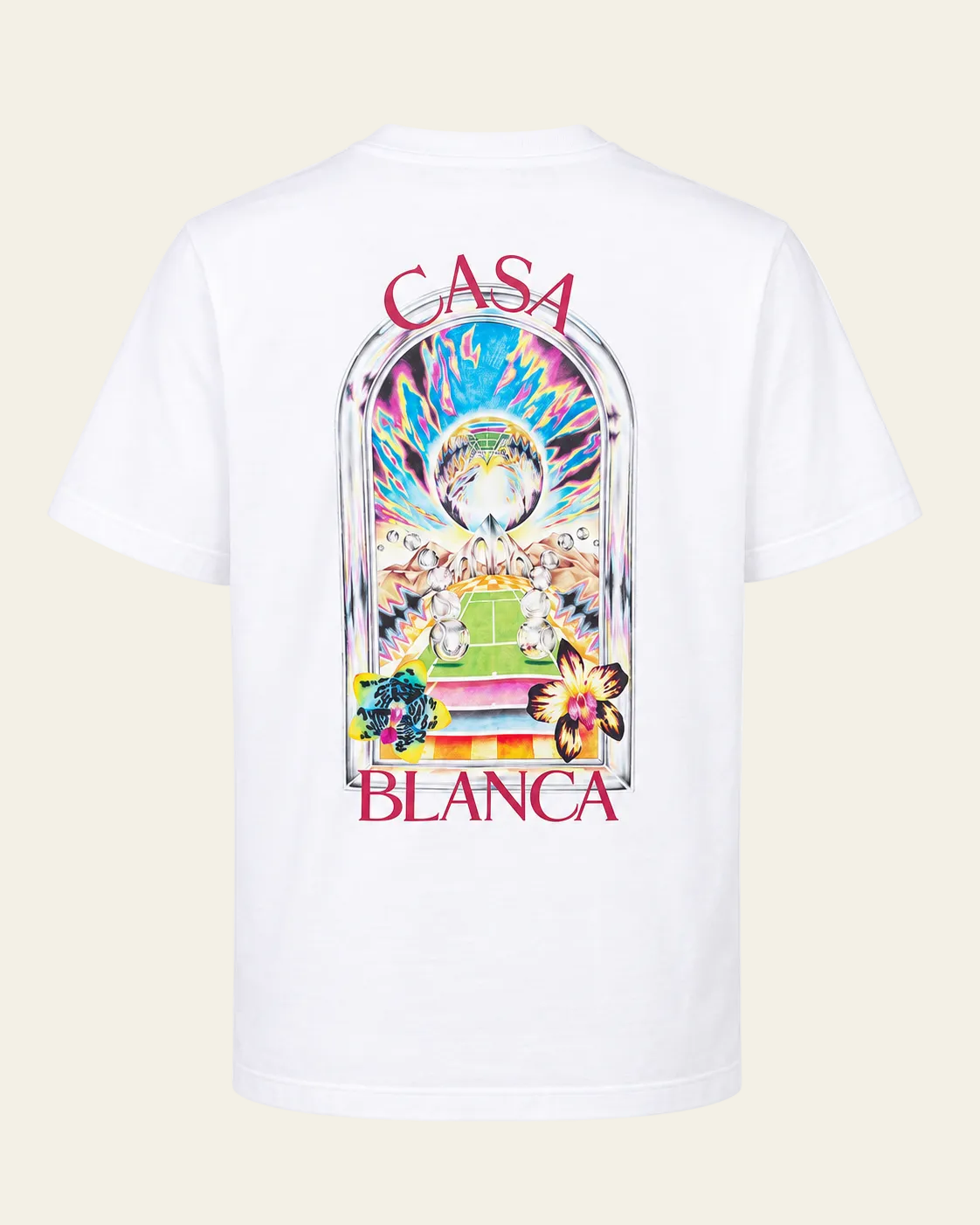 Casablanca T-shirt Tennis Landscape Bianco