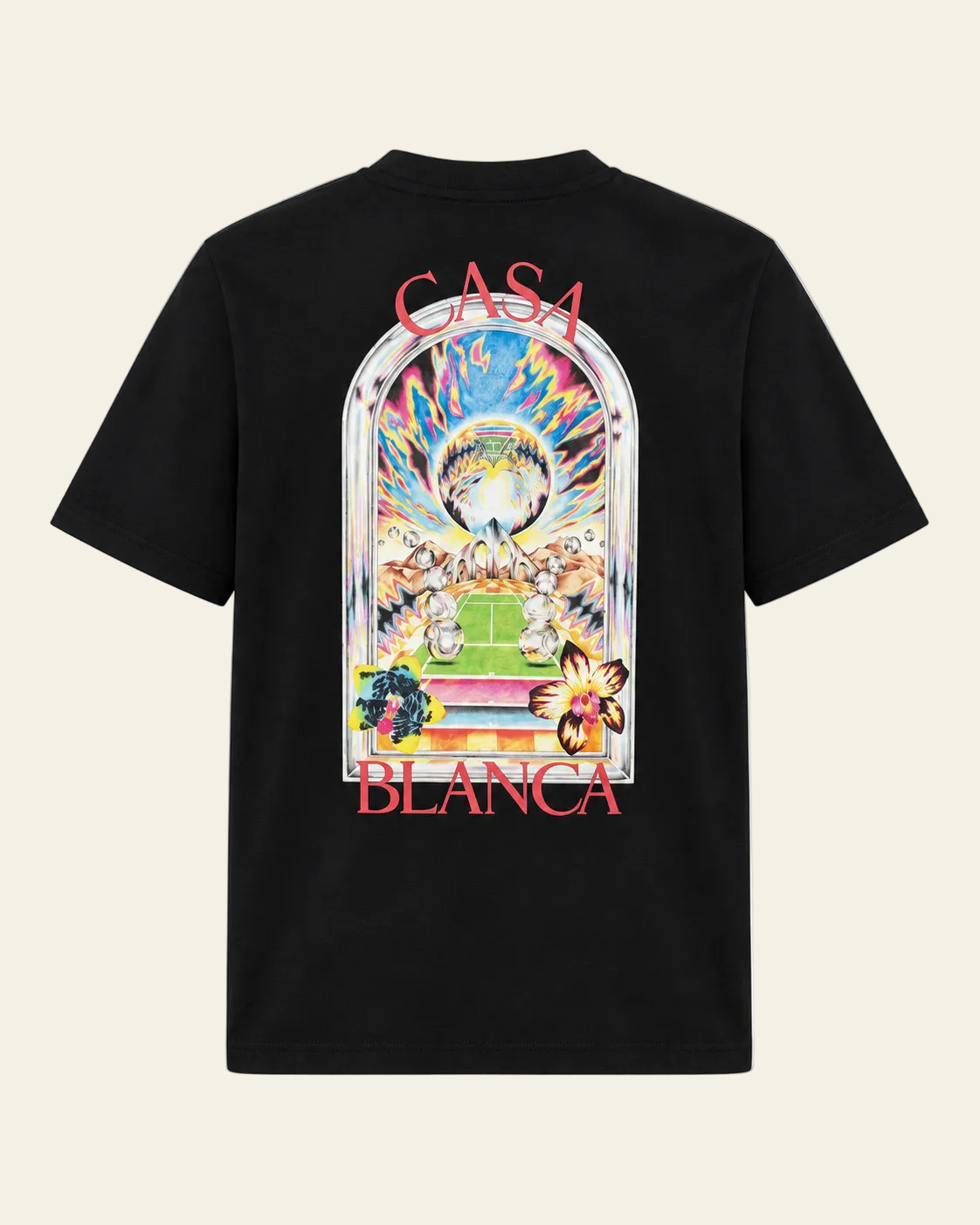 Casablanca T-shirt Tennis Landscape Nero